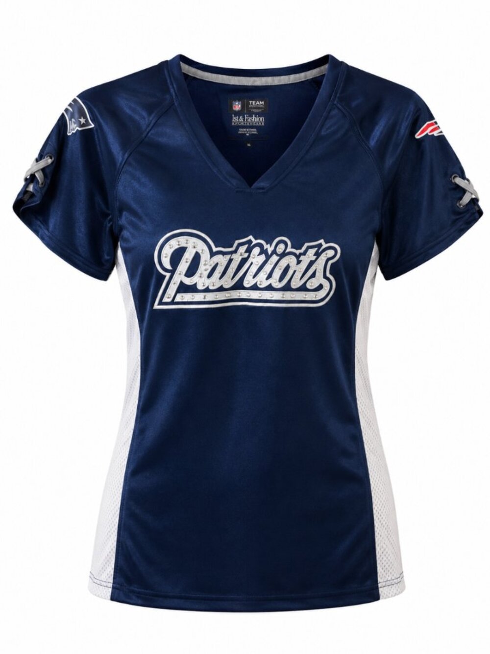 Rare Y2K NFL New England Patriots Rhinestone Jersey Top Women's M